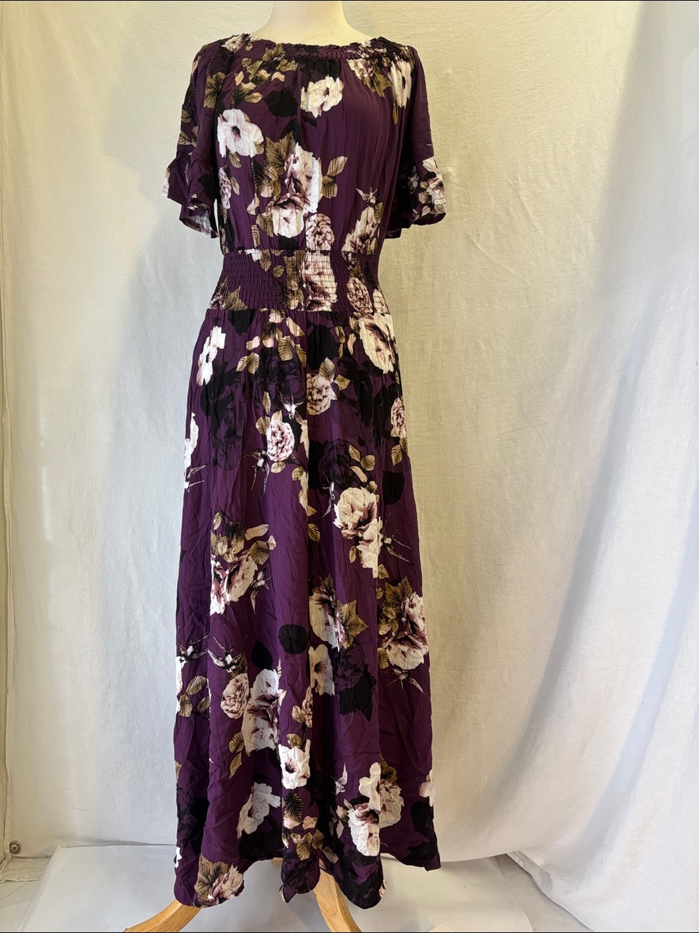Jaase Leah Off the Shoulder Plum Skies Maxi Dress